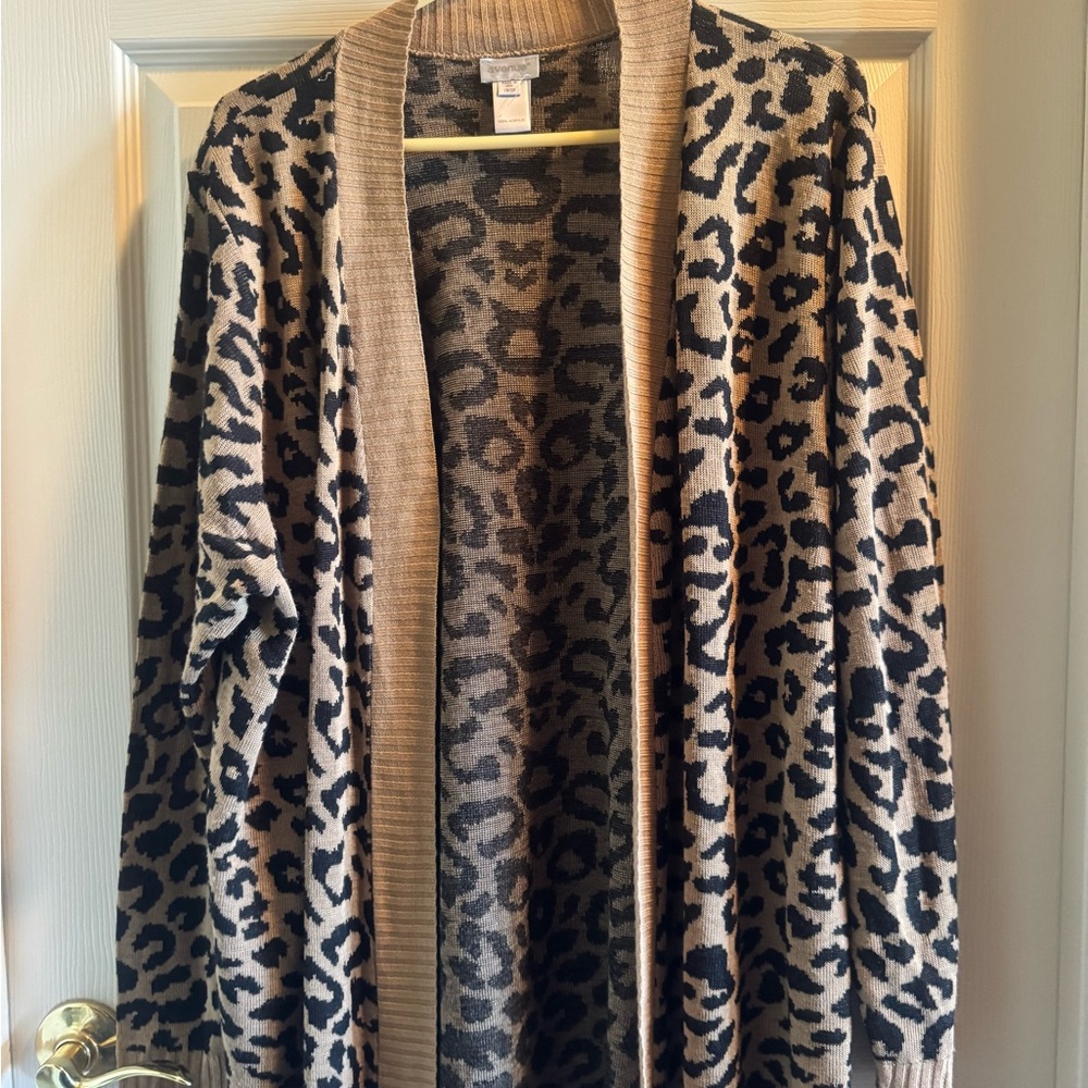 Leopard Print Open Front Cardigan